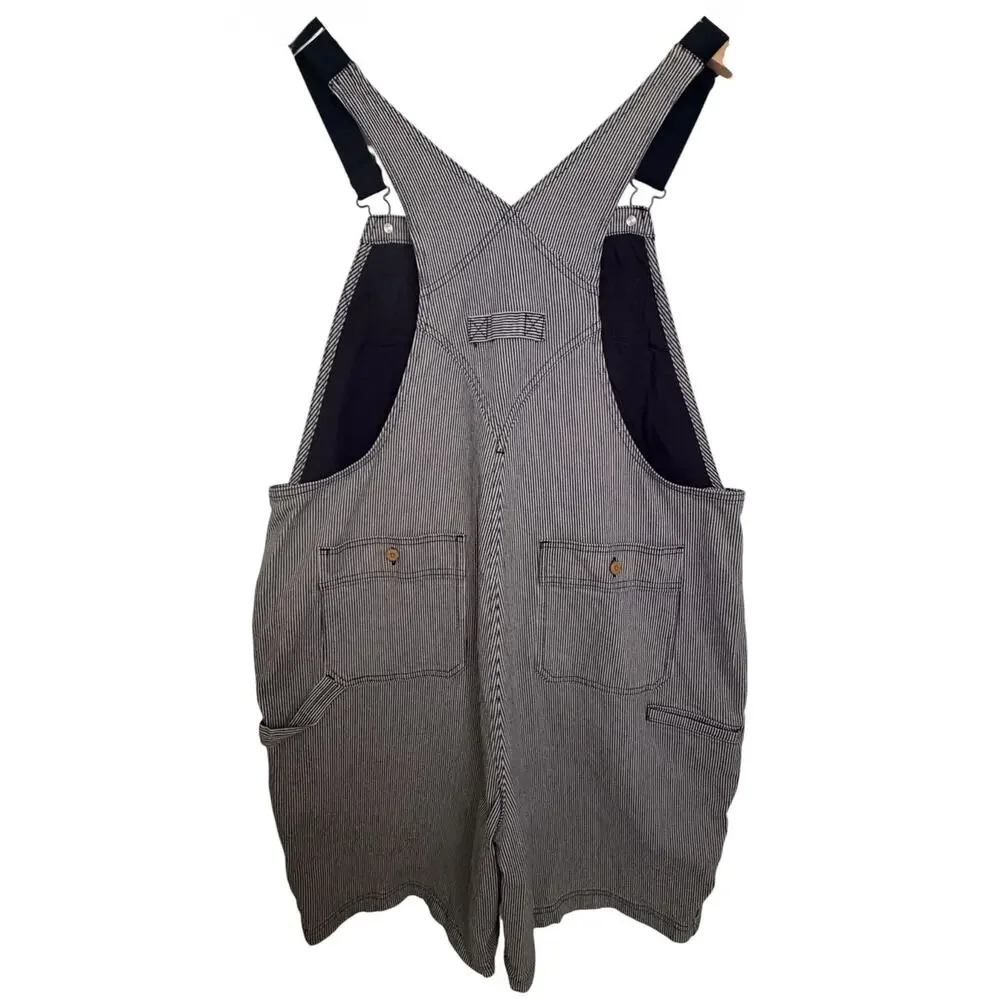 Duluth Trading Women's XL Rootstock Gardening Short Overalls Hickory Stripe